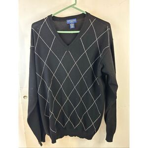 Joseph & Lyman extra fine merino wool black and gray sweater